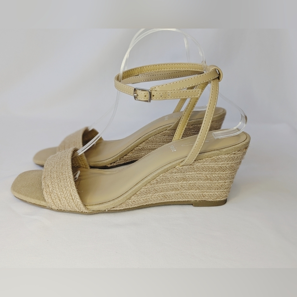 Joie Lila Natural Straw Jute Strappy Ankle Wedge Sandals, Women's Size 10